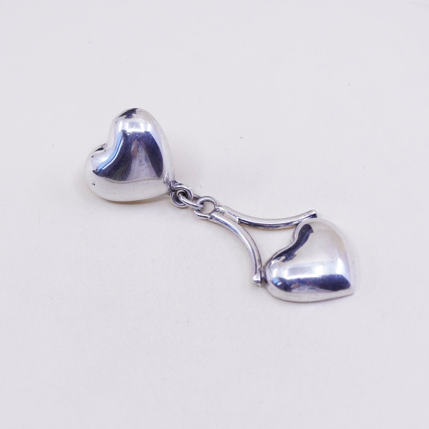 Vintage Sterling 925 silver handmade earrings with heart drops
