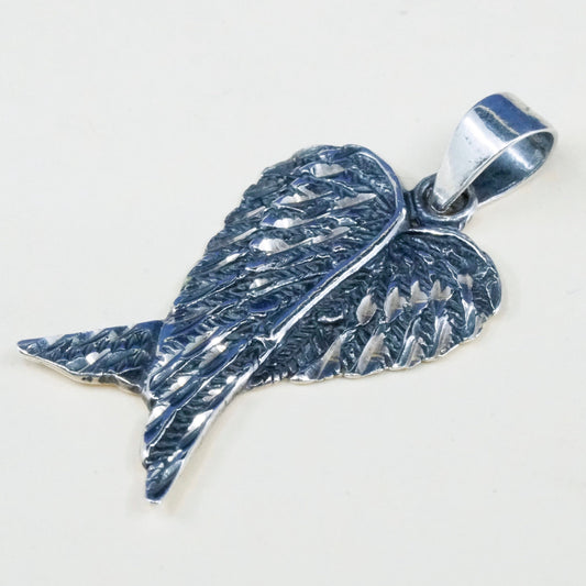 Vintage Sterling silver handmade pendant, 925 wings, stamped 925