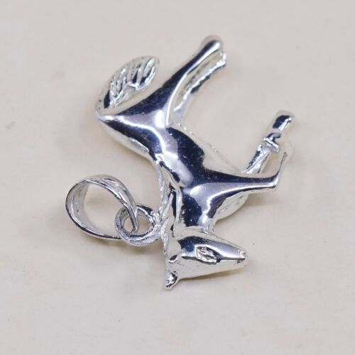 Vintage Sterling Silver Handmade Pendant, 925 Christmas Horse Charm