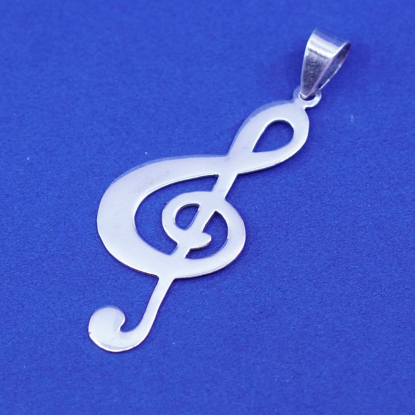 Vintage sterling silver handmade pendant, 925 whirly, swirl music note