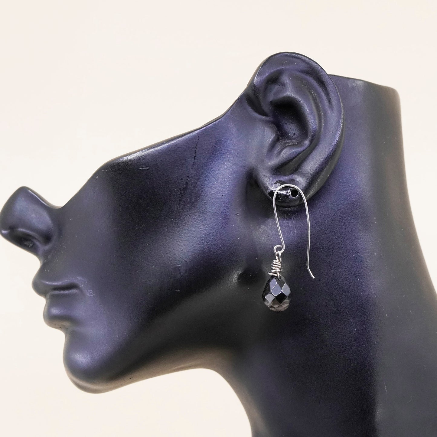 Vintage sterling silver handmade earrings, 925 hooks with teardrop topaz drops