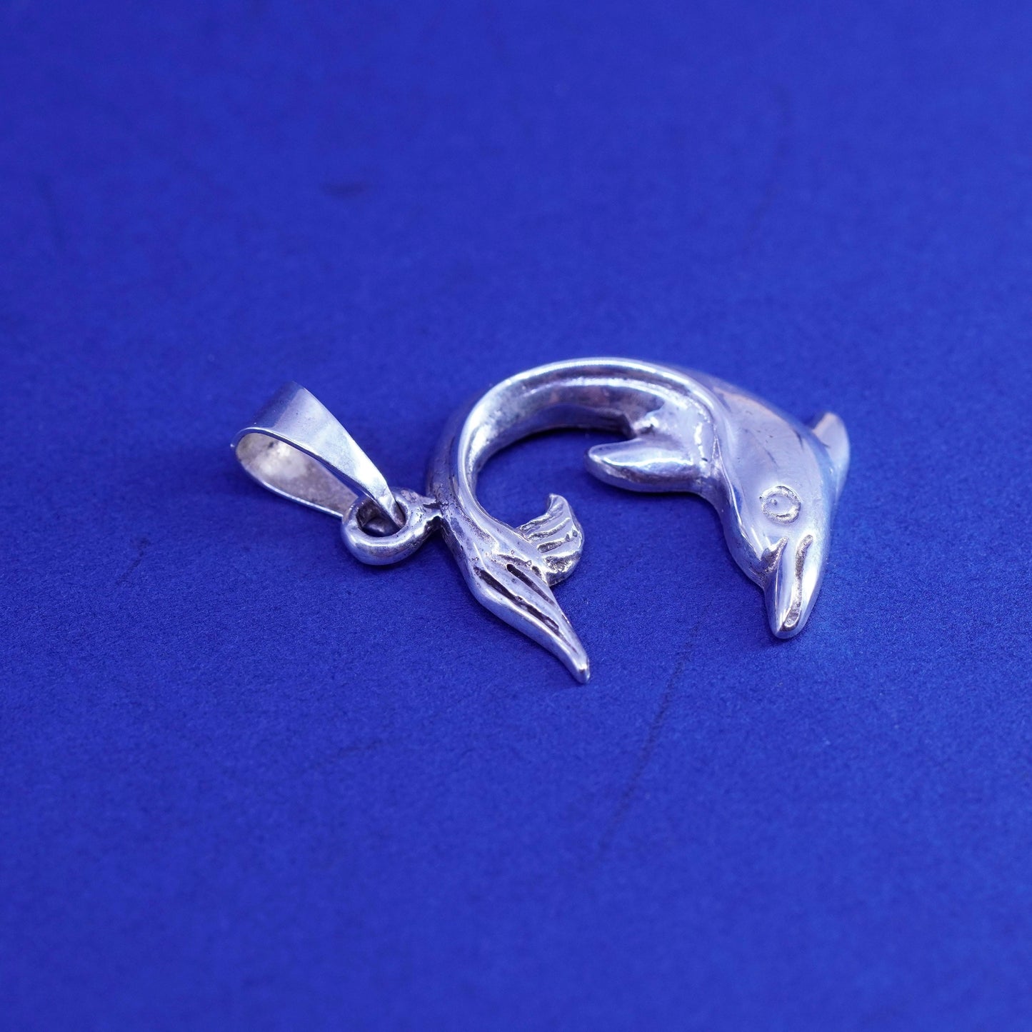 Vintage Sterling silver handmade pendant, 925 dolphin charm