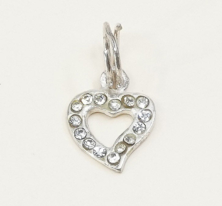 vtg sterling silver heart shaped charm, 925 silver pendant