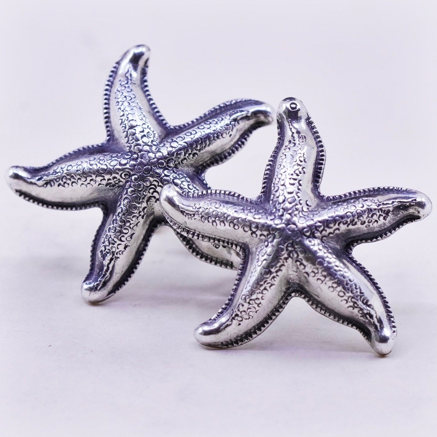 beau Sterling silver handmade earrings, 925 screw back starfish star earrings