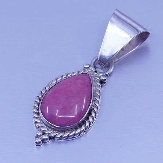 Native American Navajo H. Spencer Sterling 925 silver Rhodochrosite pendant