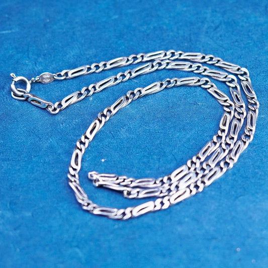 19.5”, 4mm, vintage Sterling silver handmade necklace, 925 Figaro link chain