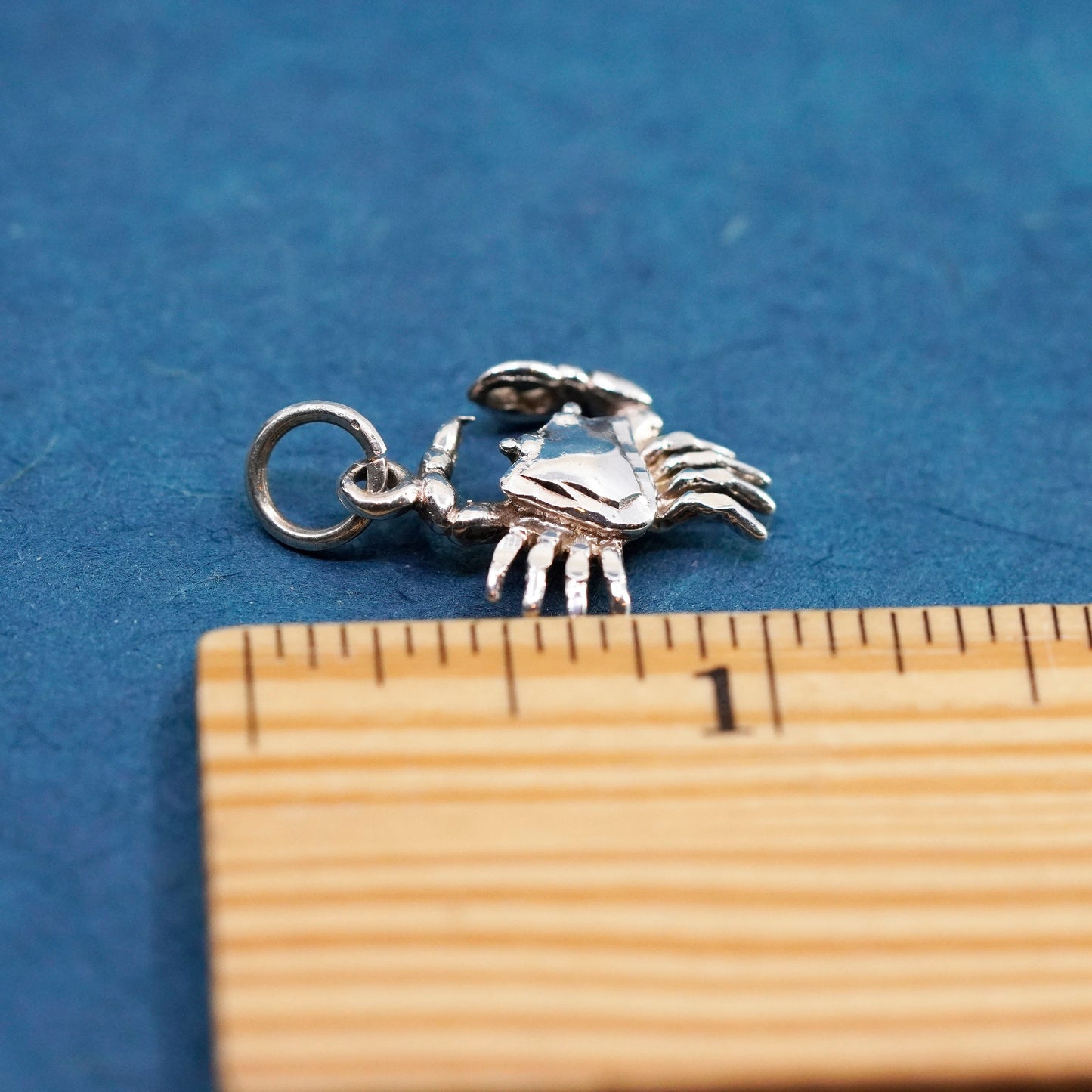 Vintage Sterling silver handmade pendant. 925 crab charm