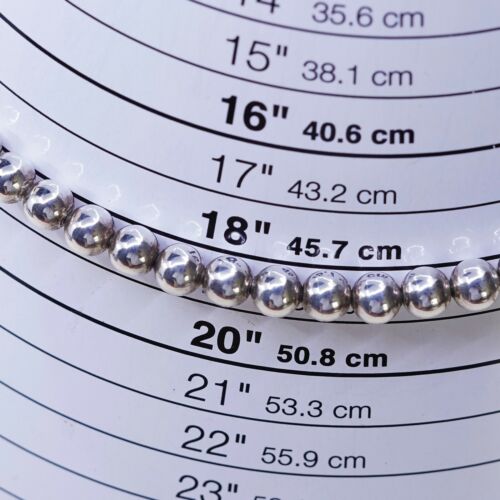 20”, 7mm, Vintage sterling 925 silver handmade beads necklace