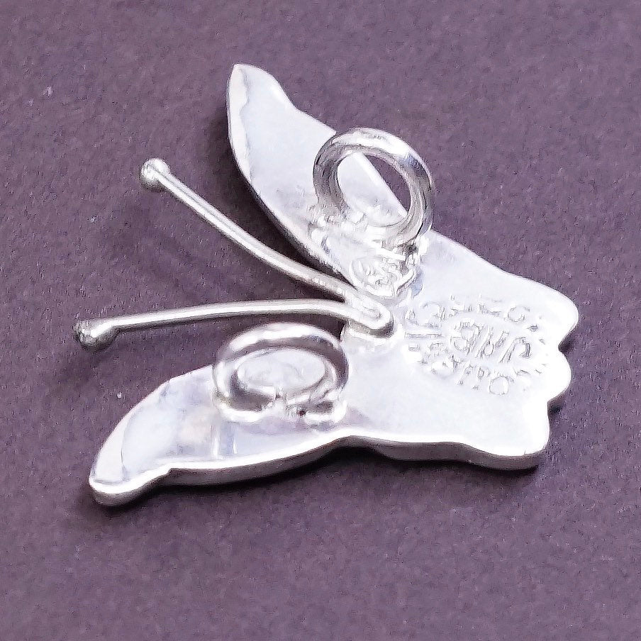 VTG Sterling silver handmade pendant, Mexico 925 w/ abalone butterfly