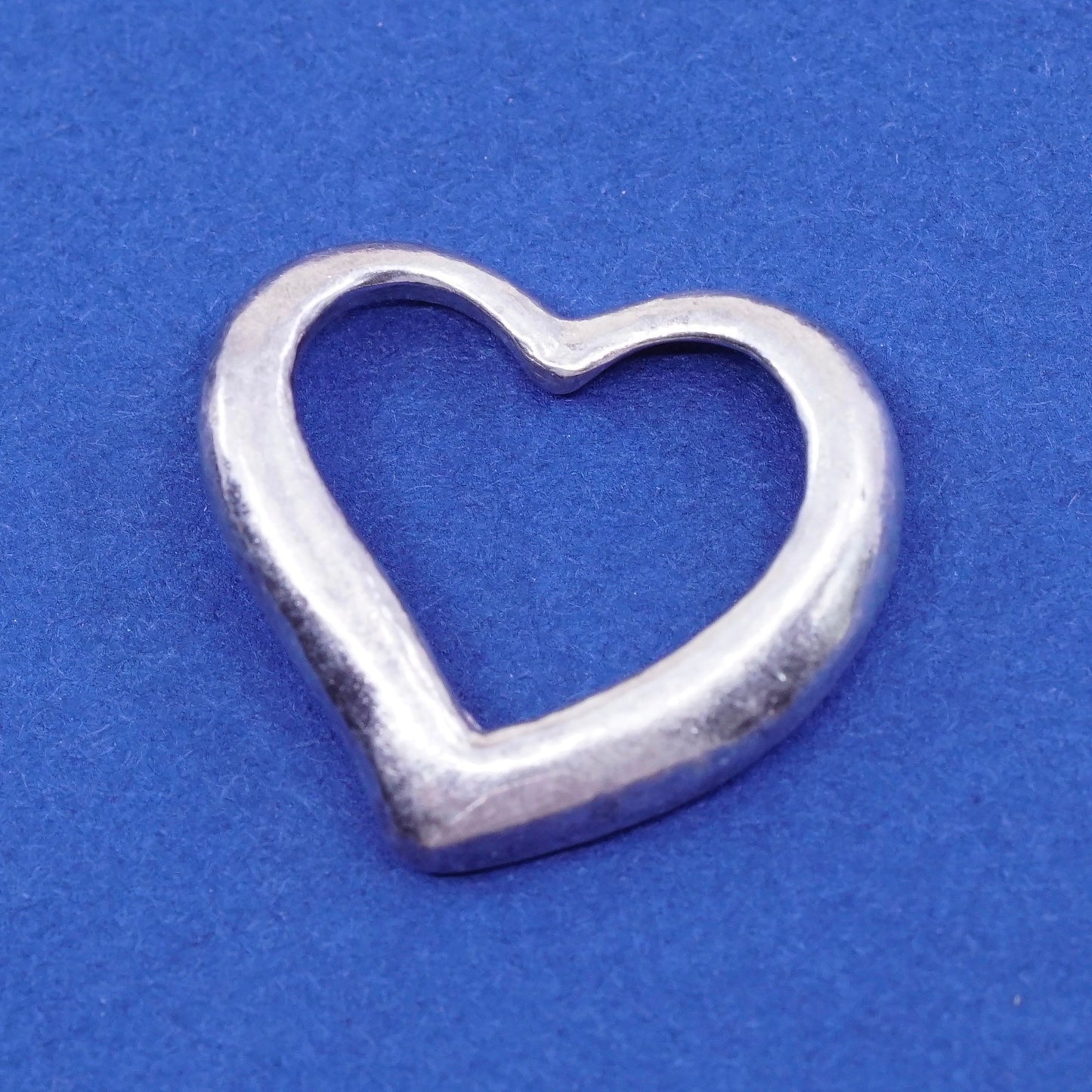 Vintage sterling silver handmade pendant, solid 925 silver heart