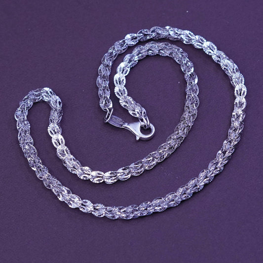 15”, 4mm, vintage Sterling silver chain, 925 unique link necklace