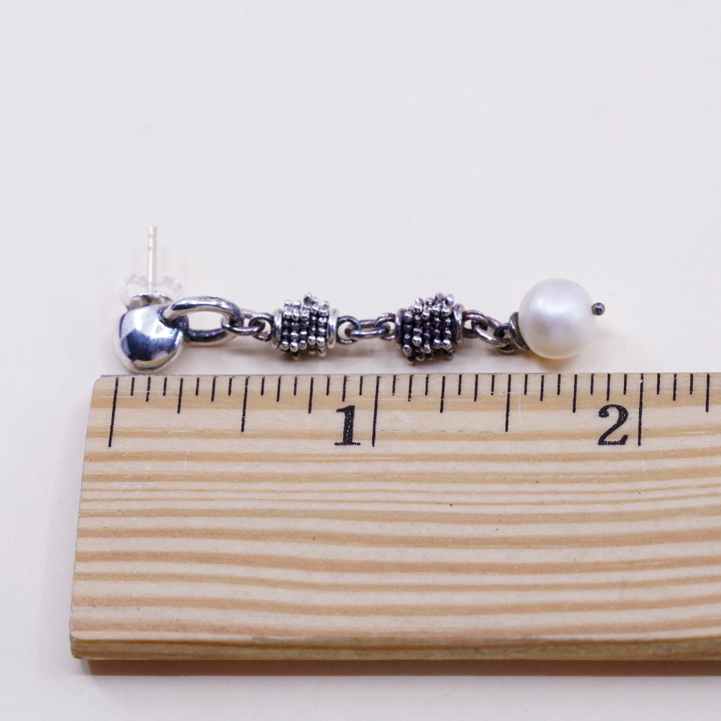 VTG michael dawkins sterling 925 silver earrings with 14K gold post and pearl