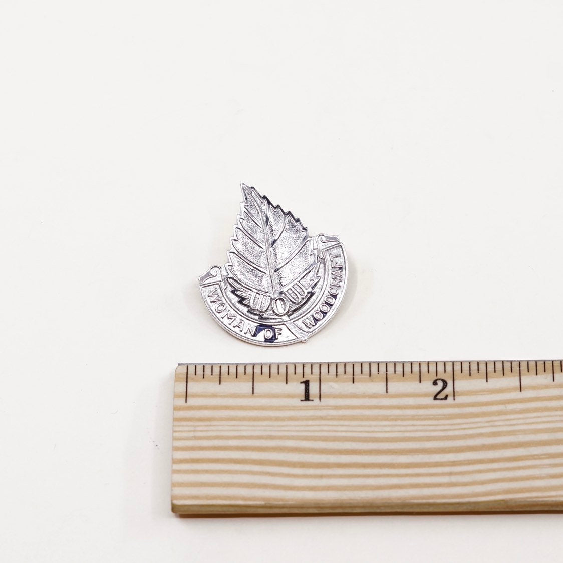 Vintage sterling silver leaf brooch, woman of woodcraft 925 pin