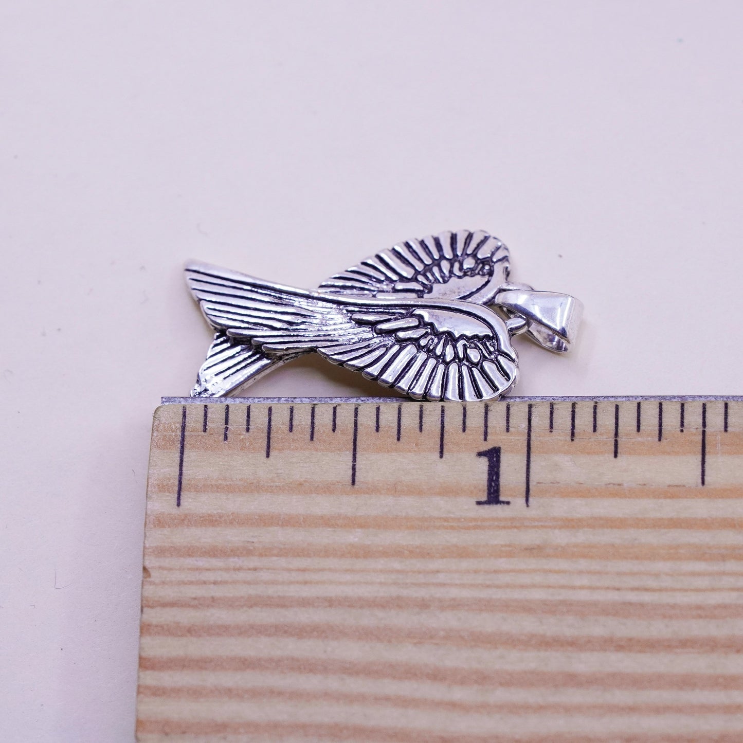 Vintage Sterling silver handmade pendant, 925 wings