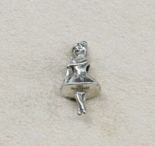 Vintage Sterling Silver Ballerina Pendant, Solid 925 Silver Charm