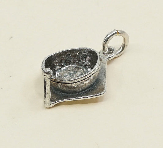 VTG sterling silver graduation pendant, 925 silver cap charm, stamped 925