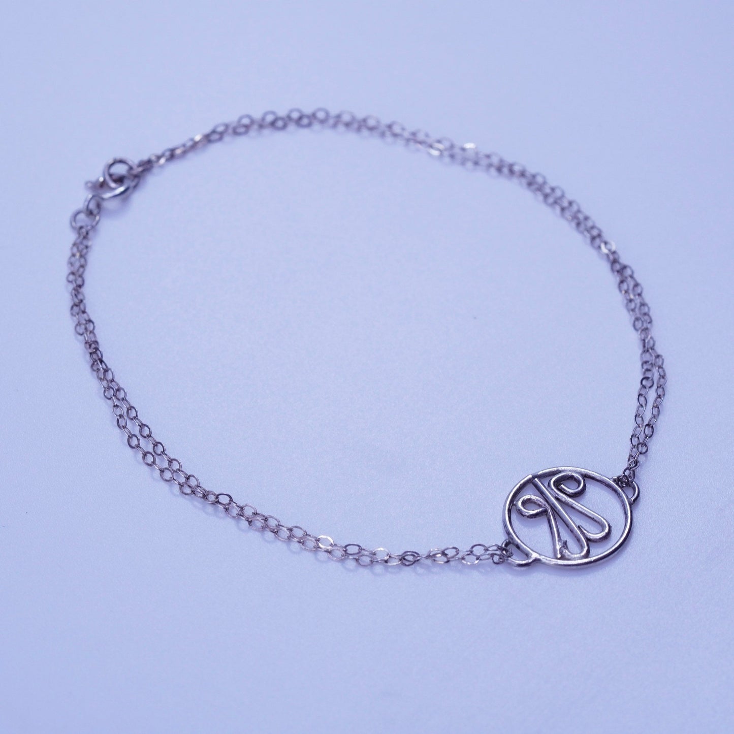 8.75”, Italy Sterling 925 silver handmade bracelet, flatten oval chain charm