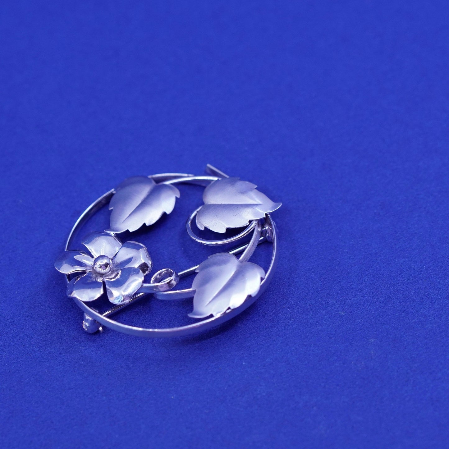 Vintage beau sterling silver handmade brooch, 925 flower pin