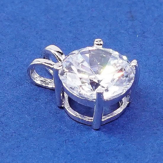 vtg Sterling silver handmade pendant, 925 with cz