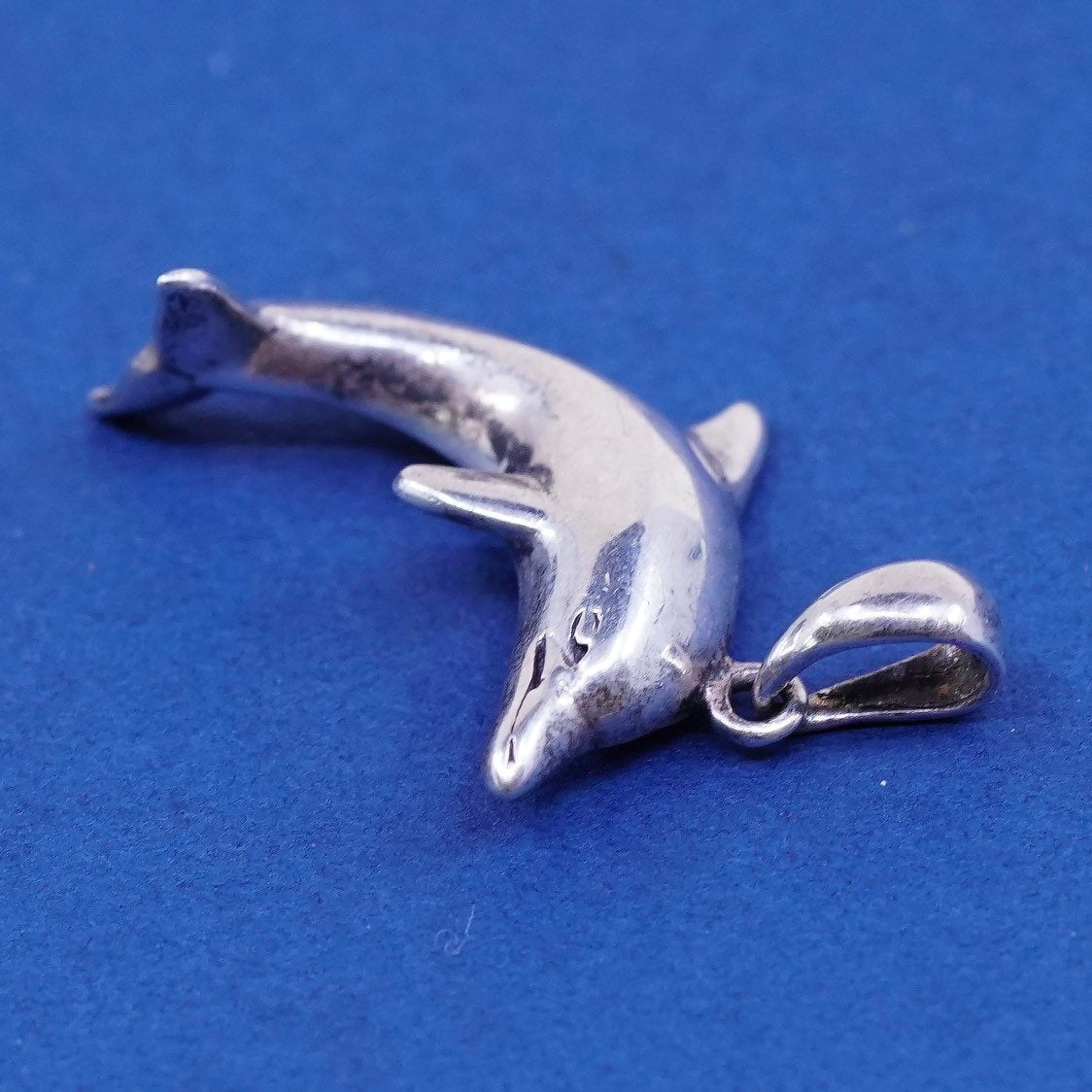 vtg Sterling silver handmade Dolphins pendant, 925 charm