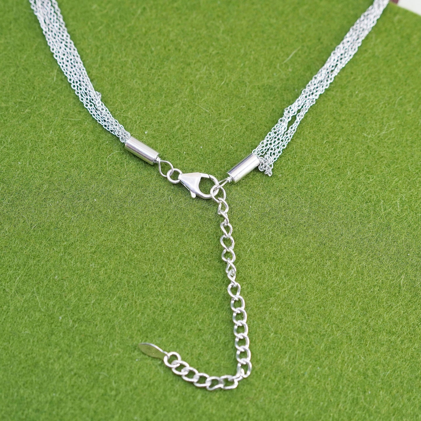 14+3”, Sterling silver necklace, Italy 925 strands circle chain heart pendant