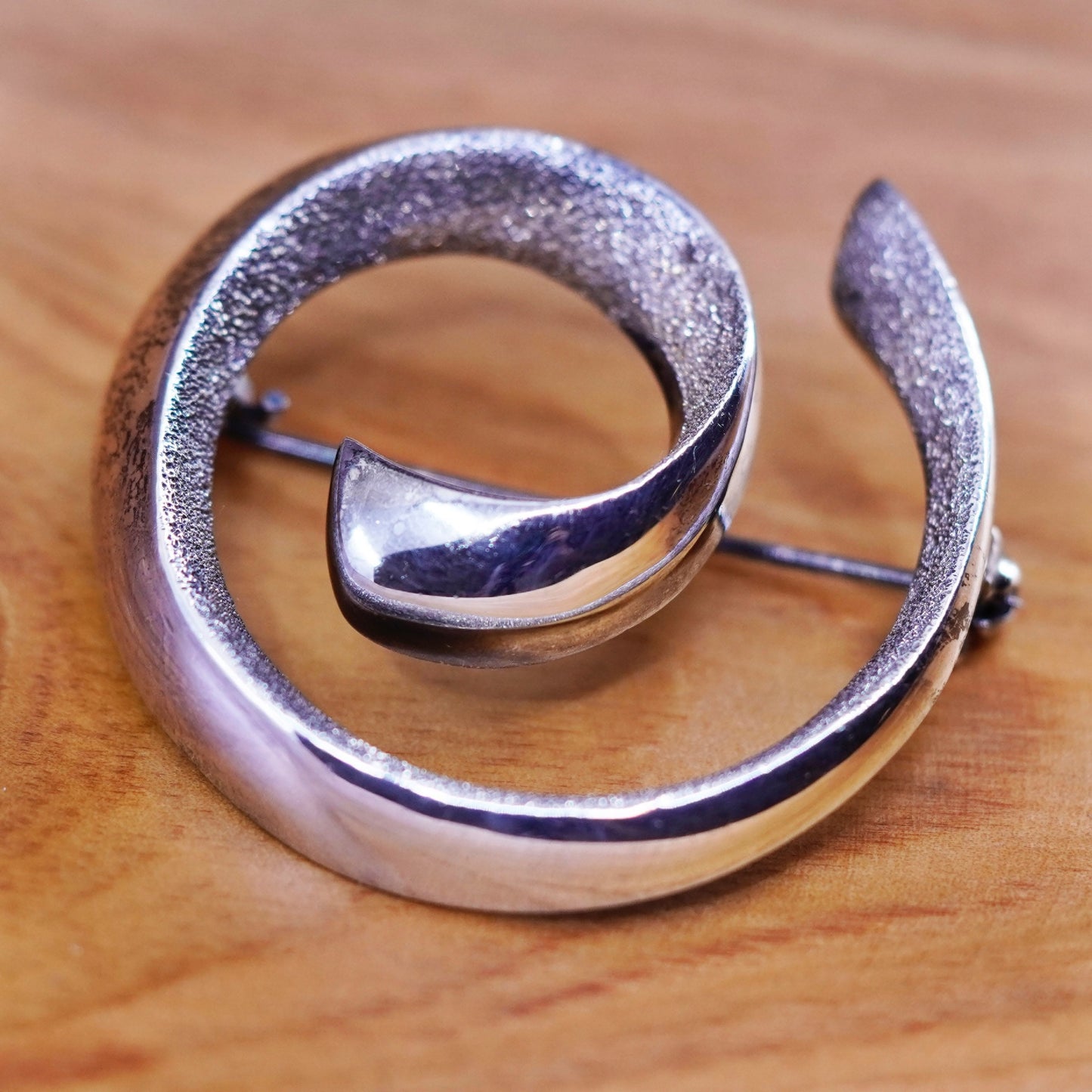 Vintage modern simple jewelry handmade 925 swirl brooch