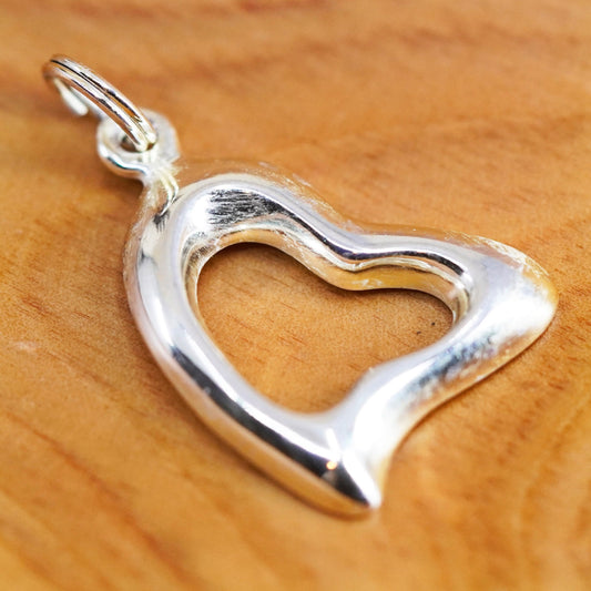 Vintage Sterling silver handmade charm, Mexico 925 heart pendant