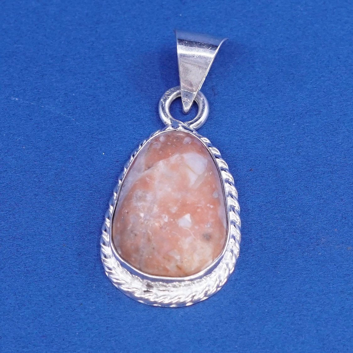 vtg Sterling silver handmade pendant, 925 pendant w/ agate