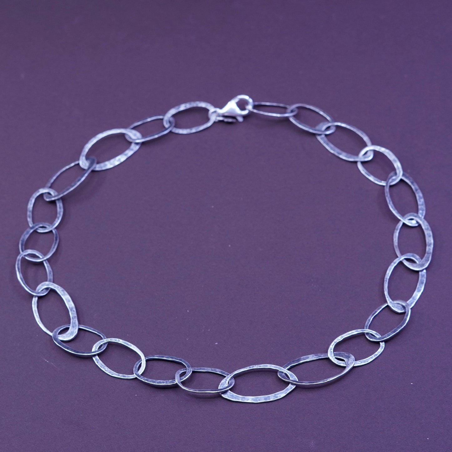 17”, Silpada Jewelry Oxidized Hammered Sterling 925 silver Oval Necklace N1667