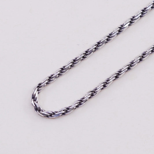 24”, 4mm, vintage Sterling silver necklace, 925 diamond rope chain