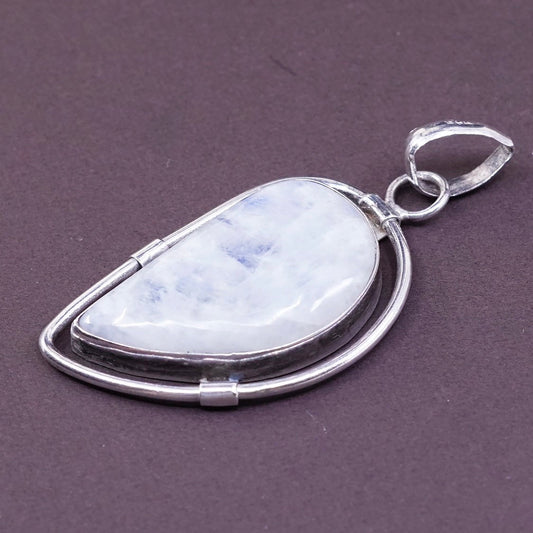 vtg Sterling Silver Handmade Pendant, solid 925 silver with moonstone