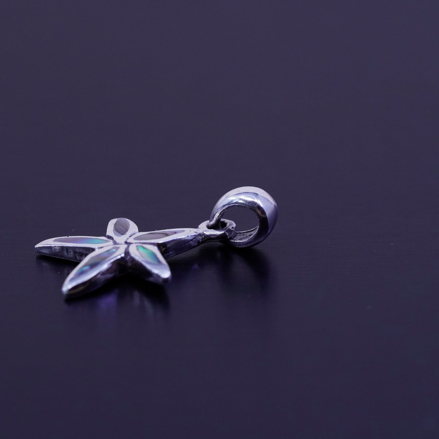 Antique Sterling silver charm, 925 starfish star with abalone inlay