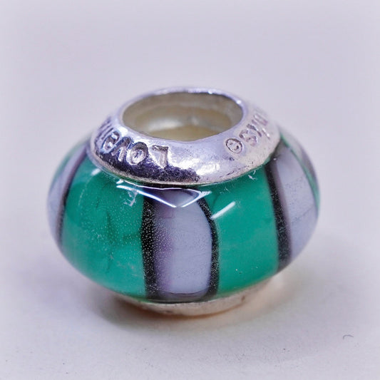 Vintage Sterling 925 silver handmade Murano glass bead charm