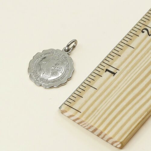 Vintage sterling silver handmade pendant, 925 Circle Planet Tag Embossed Holiday