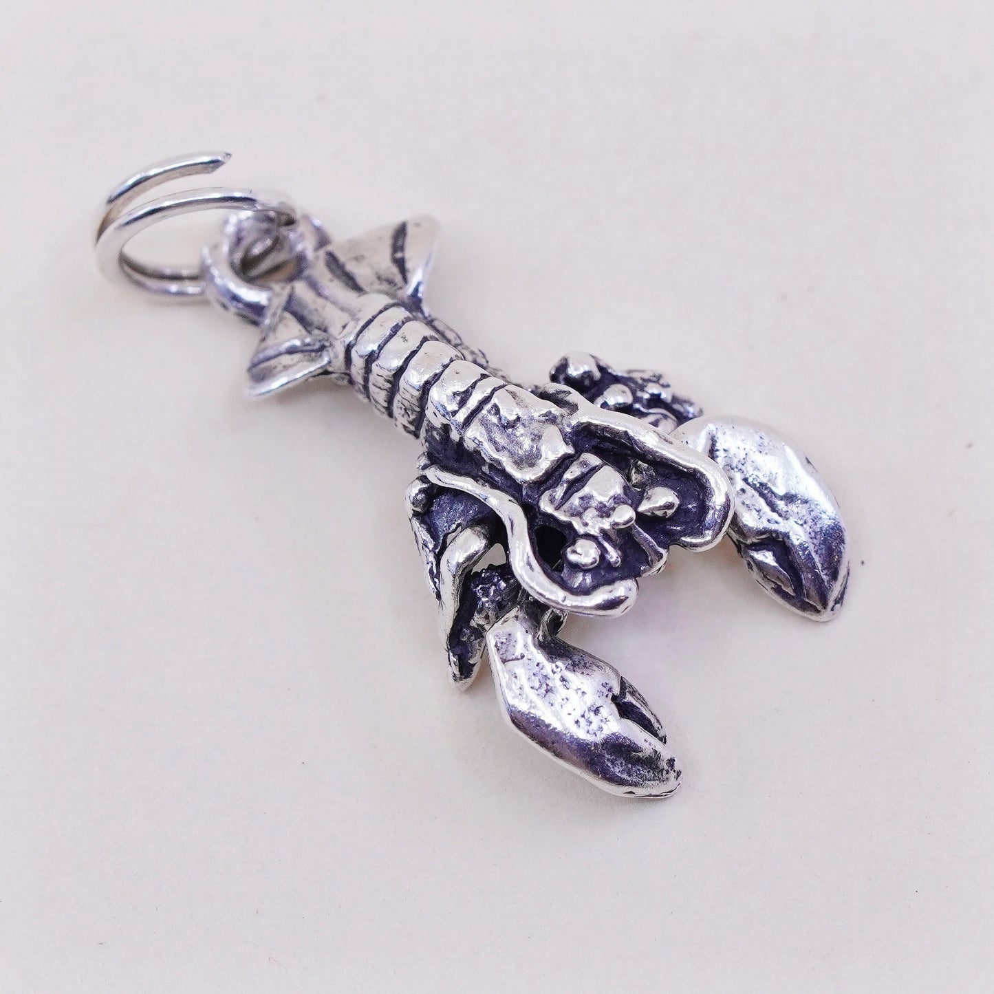 Vintage Sterling 925 silver handmade lobster charm pendant with movable claws