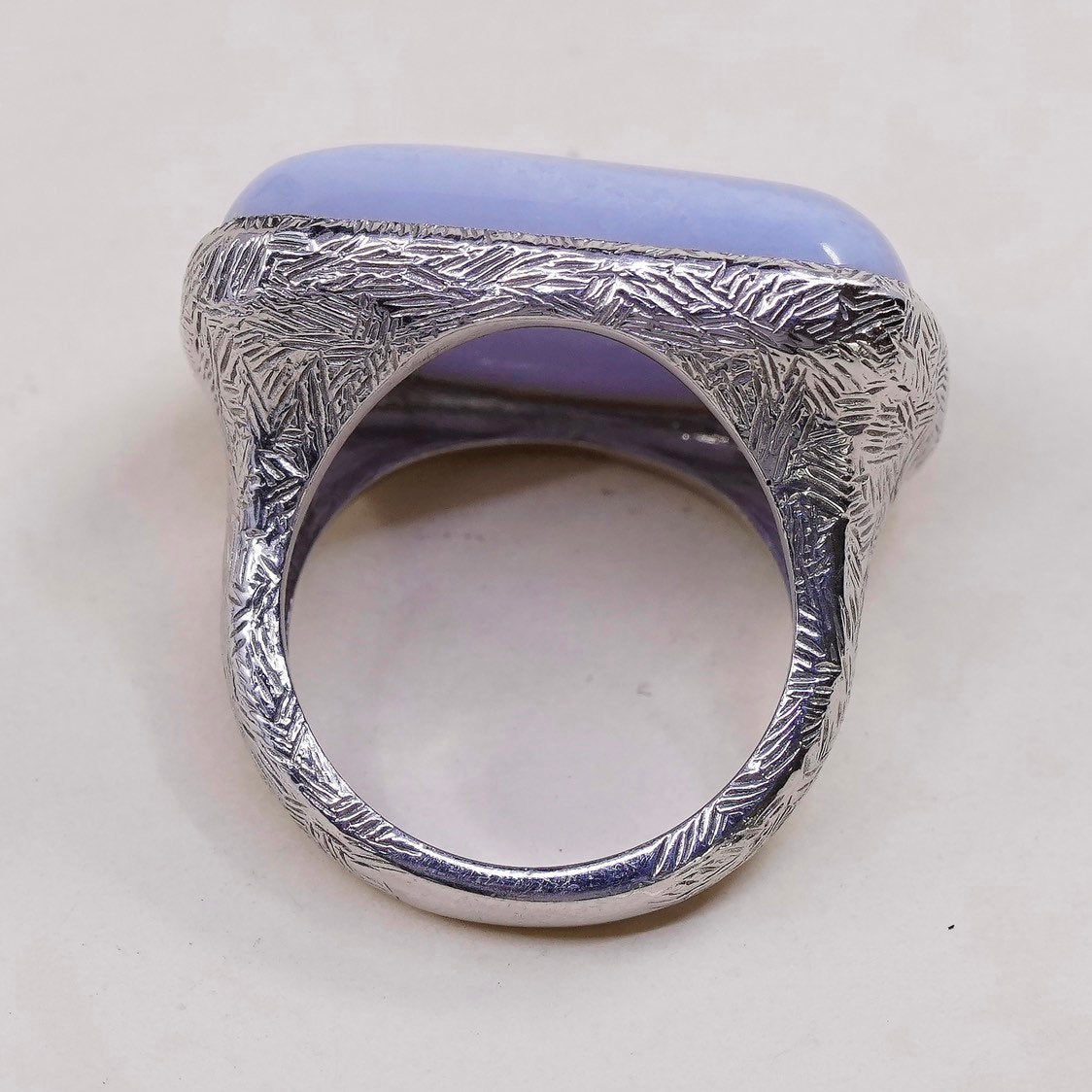 Size 7.25, VTG SB sterling silver handmade ring, 925 purple lace agate ring