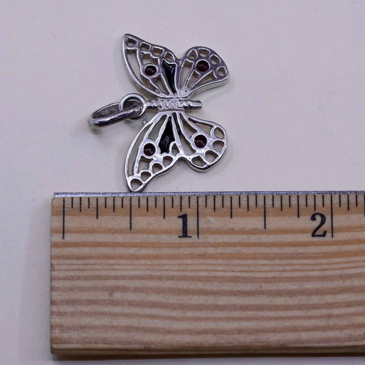 Vintage mexico Sterling 925 silver handmade pendant, filigree butterfly pendant