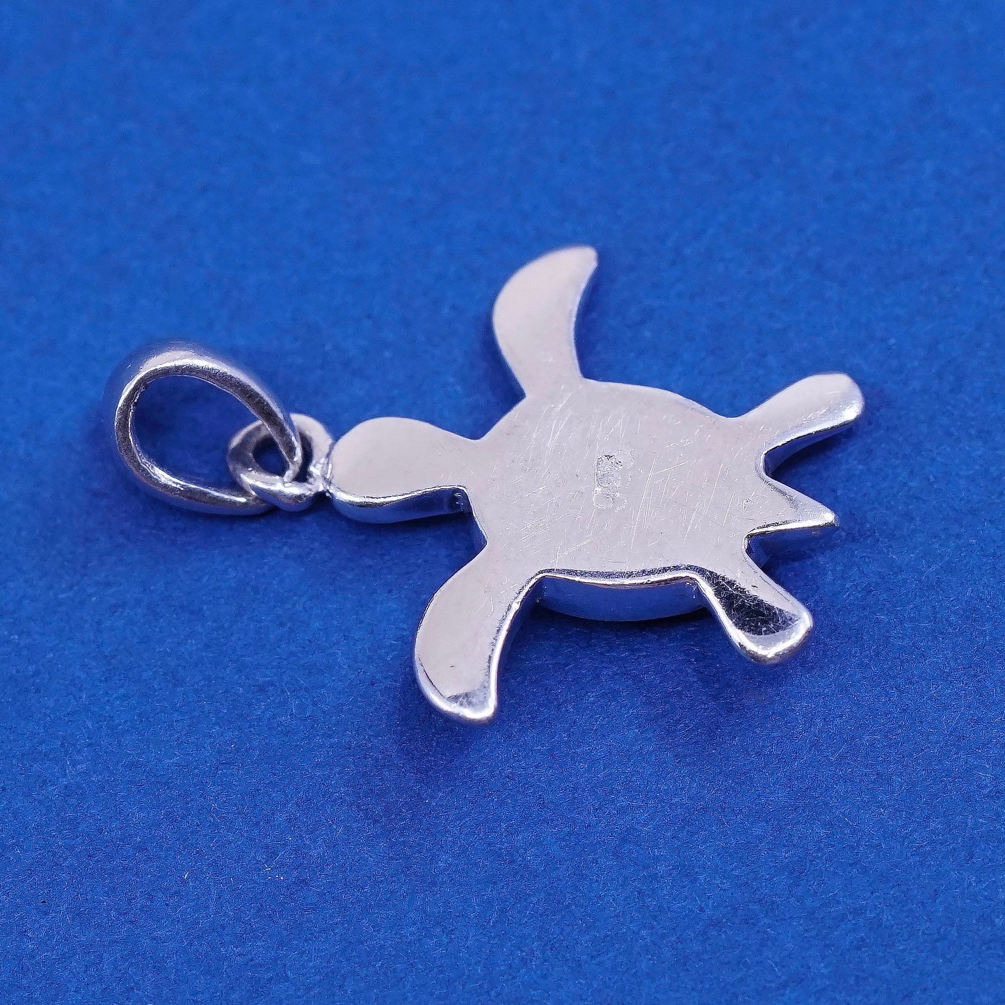 Vintage Sterling silver handmade pendant, 925 silver turtle with opal