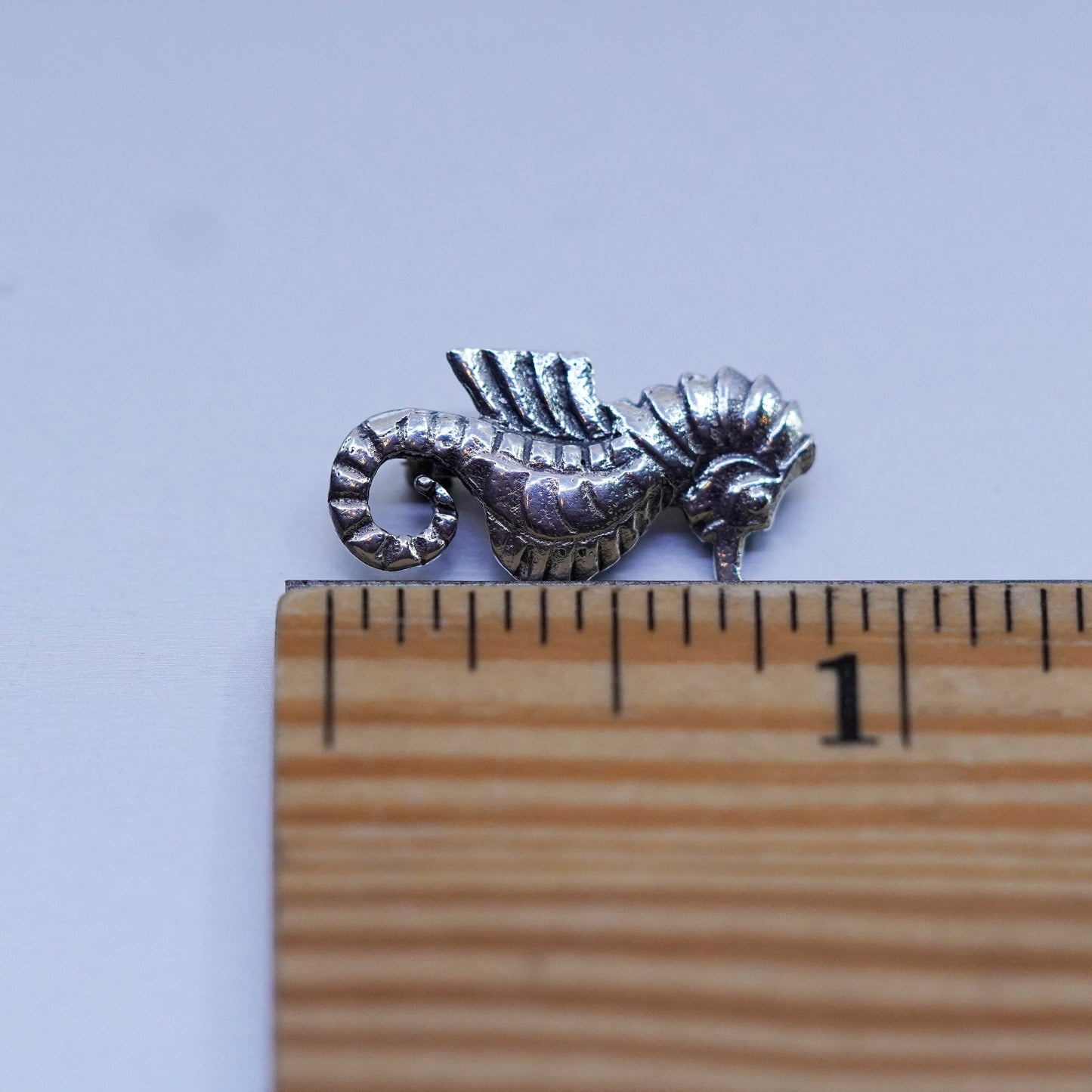 Vintage Sterling 925 Silver handmade seahorse Brooch pin