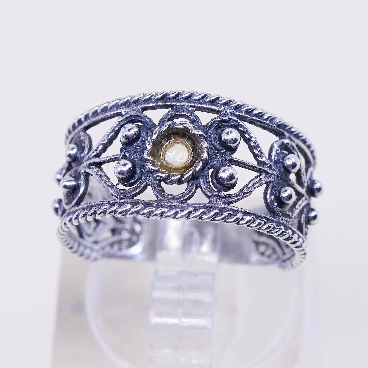 Size 6.25, vintage sterling silver handmade ring, 925 filigree band