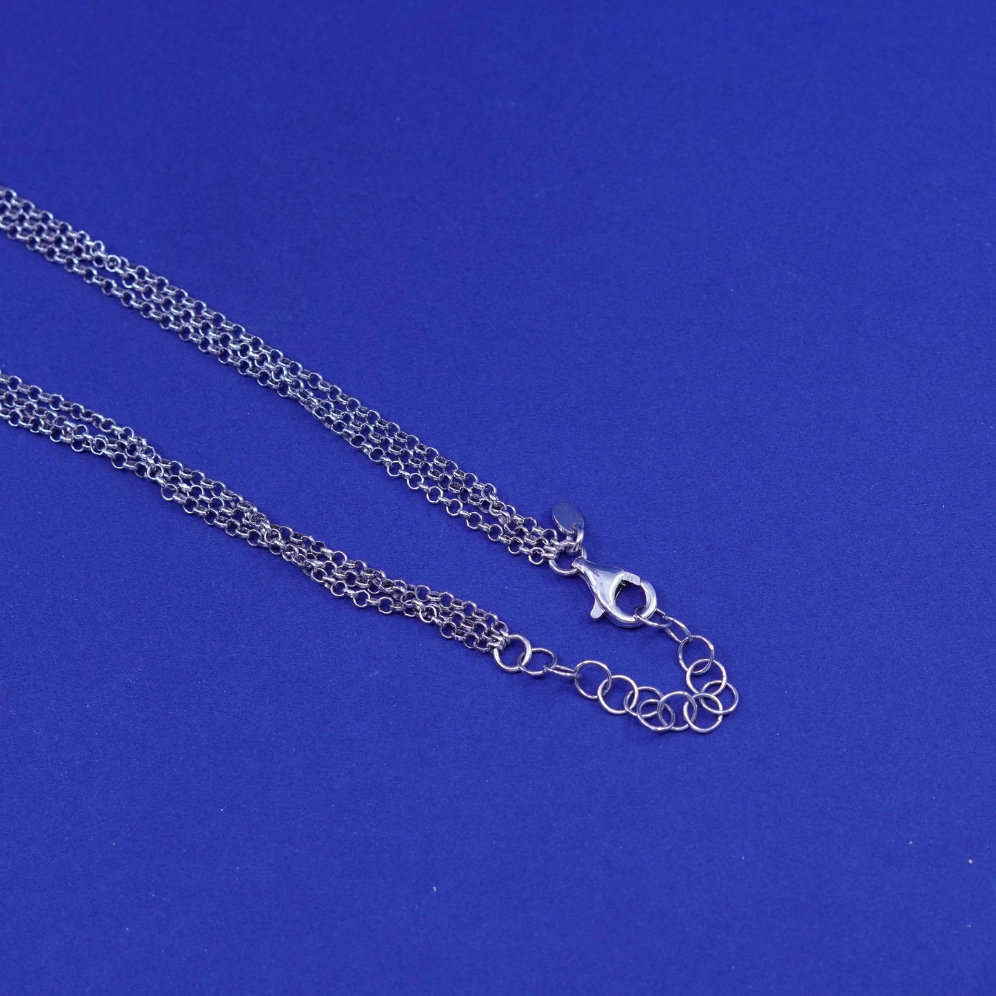 16+2”, vintage Sterling silver necklace, 925 circle chain with textured disc