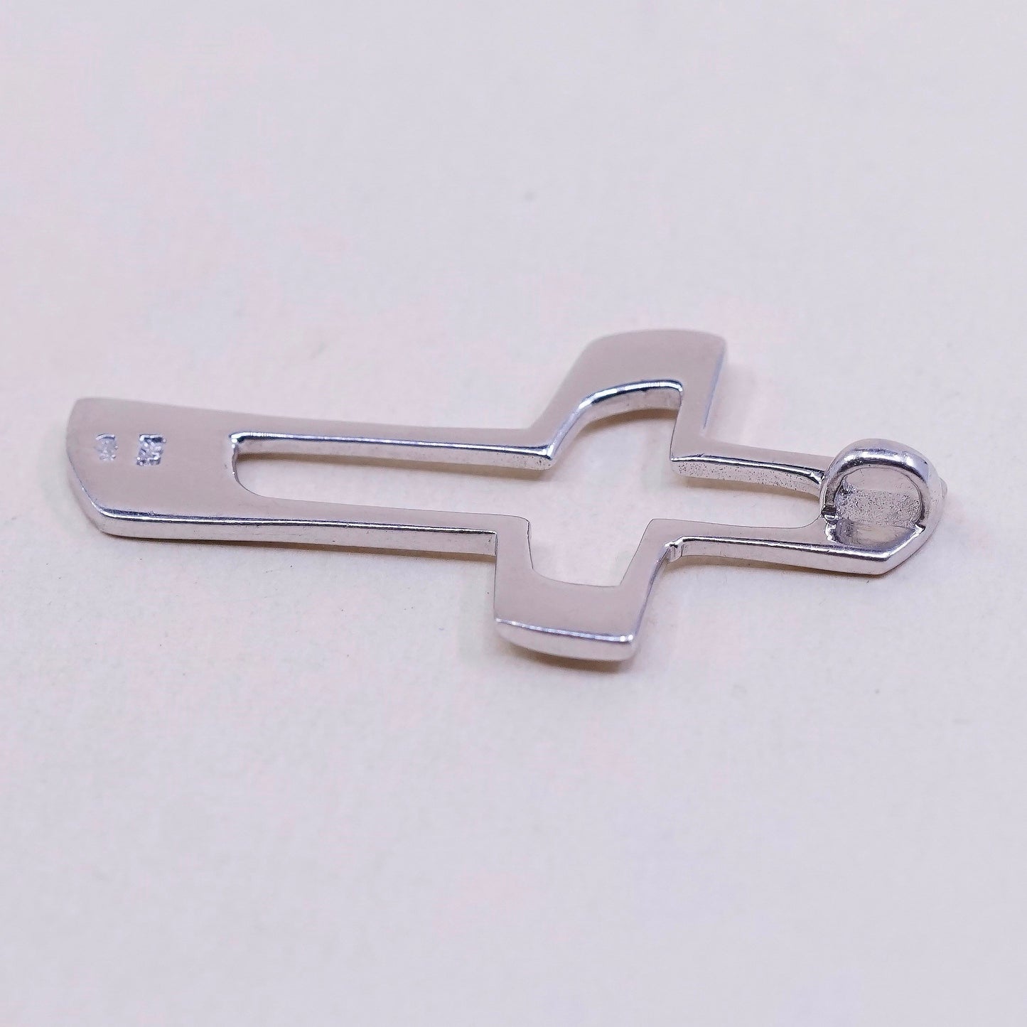 Vintage handmade Sterling silver pendant, solid 925 silver cross, stamped 925