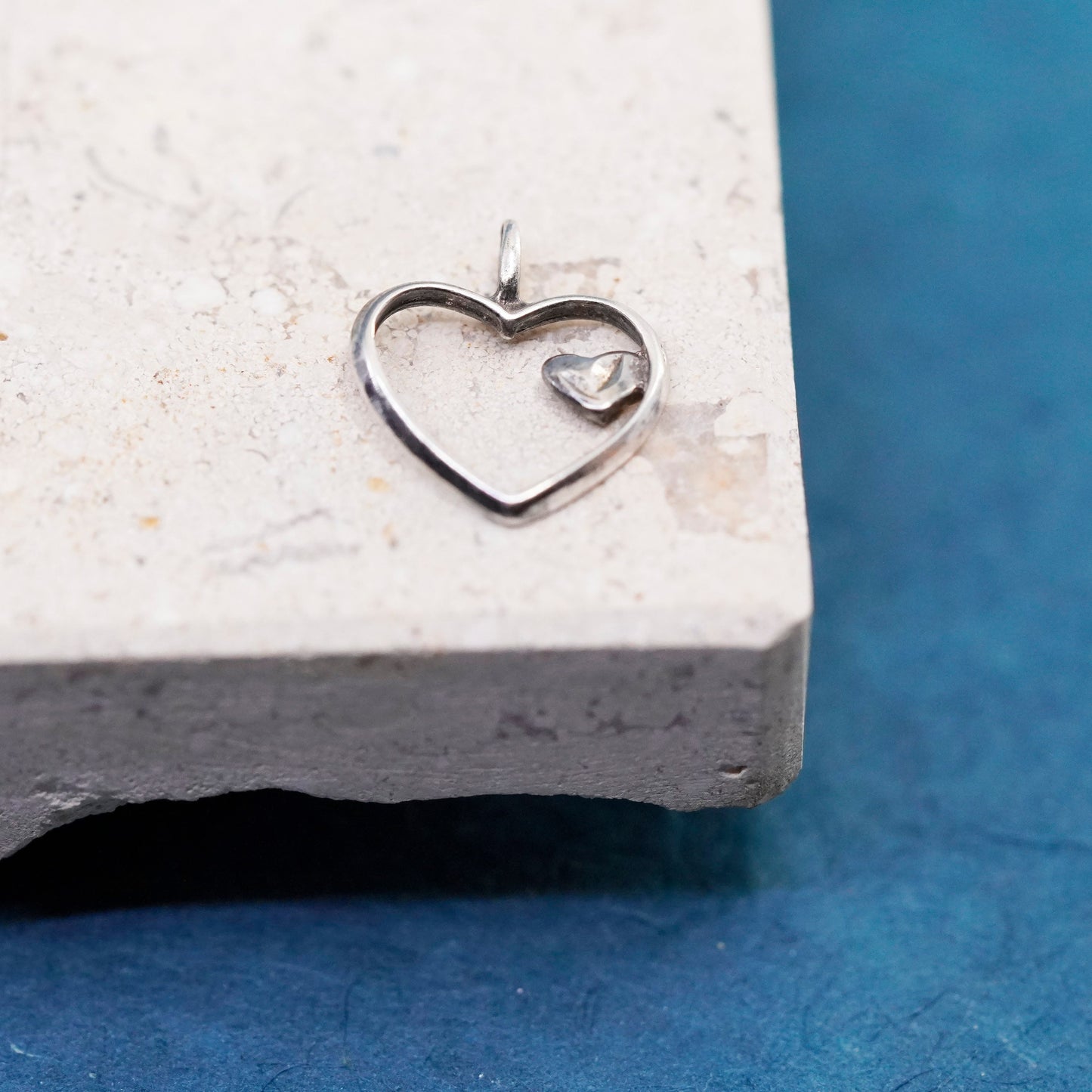 Sterling silver handmade pendant, 925 heart