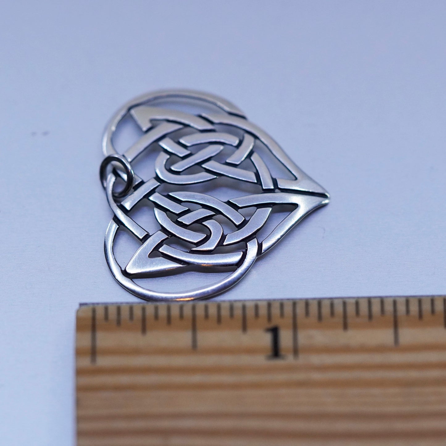 Vintage sterling 925 silver handmade Irish Celtic knot heart pendant