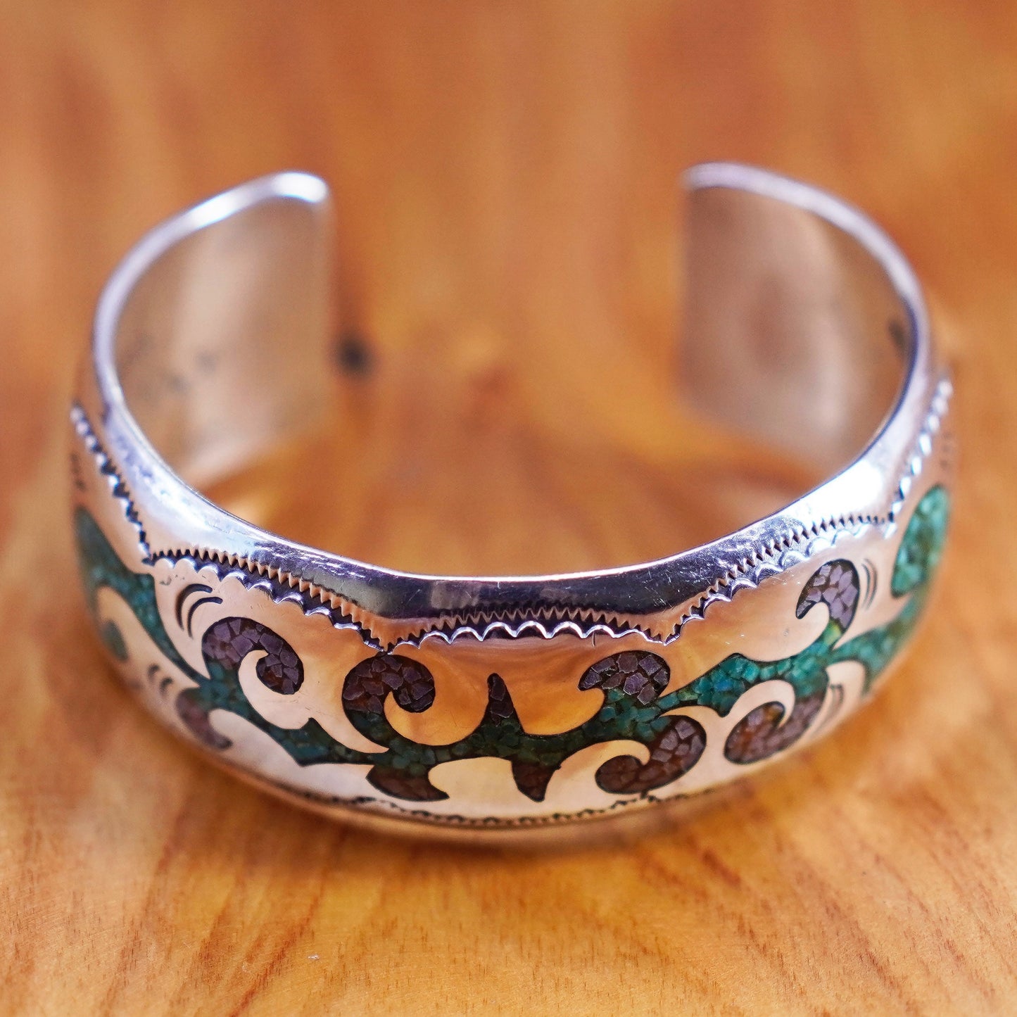 6.5”, Navajo Sterling silver bracelet, Native American 925 cuff turquoise