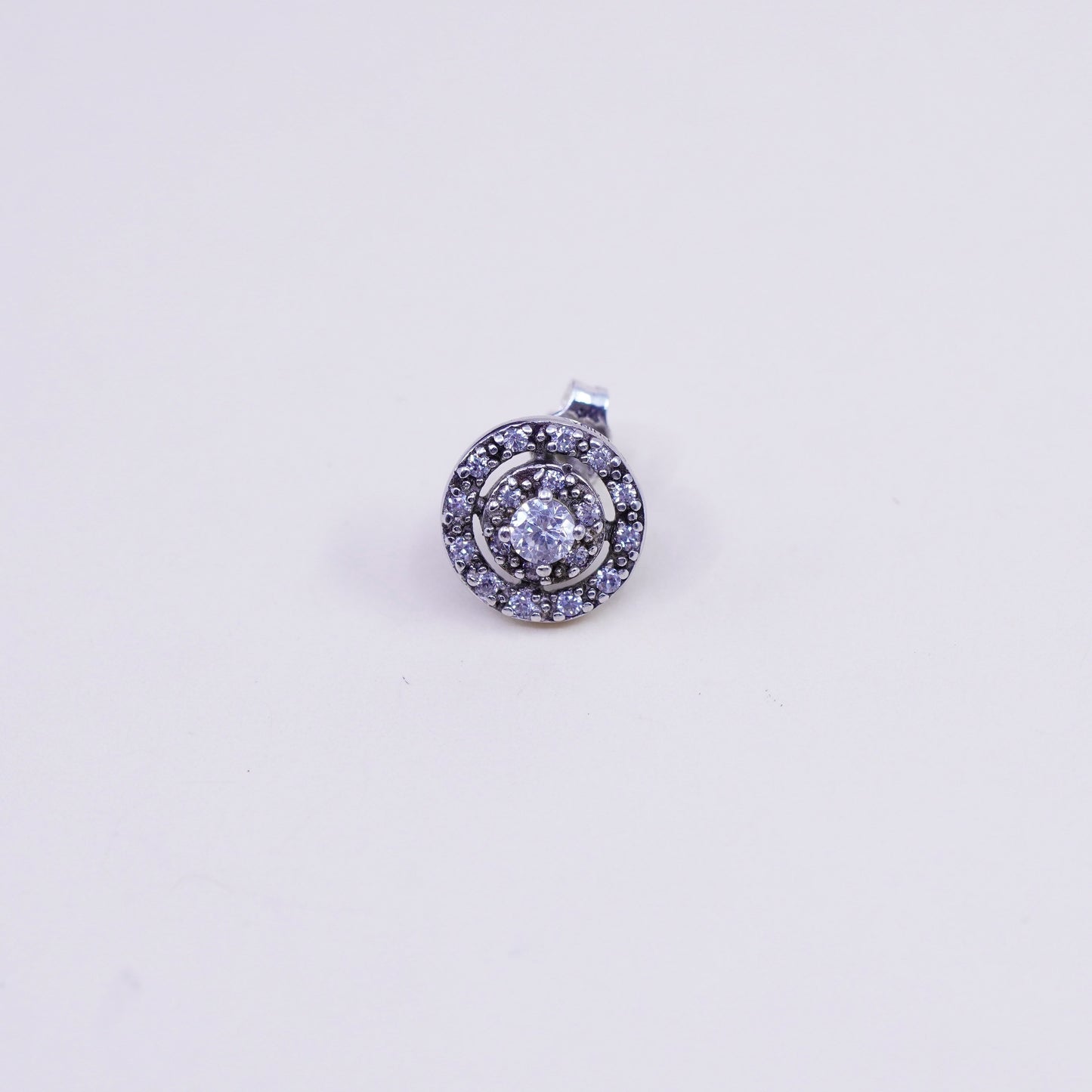 Vintage sterling silver genuine cz studs, fashion minimalist earrings