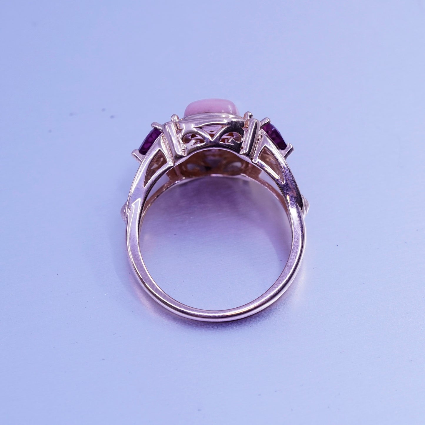 Size 10, DBJ vermeil rose gold over Sterling 925 silver band ring quartz heart