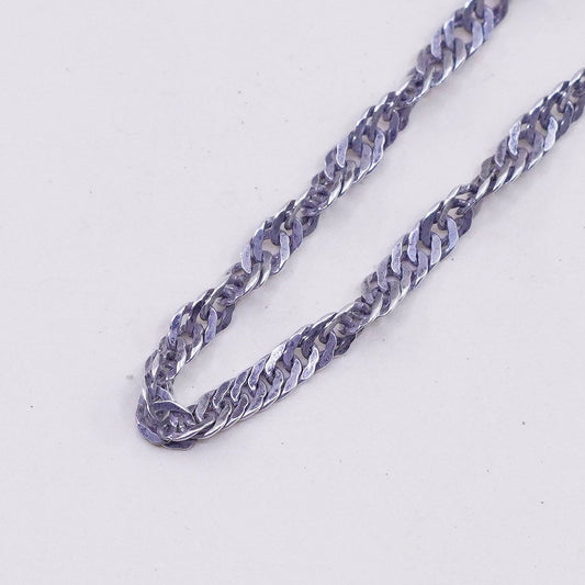 18”, 2mm, Vintage sterling silver Italy 925 silver twisted curb chain, necklace