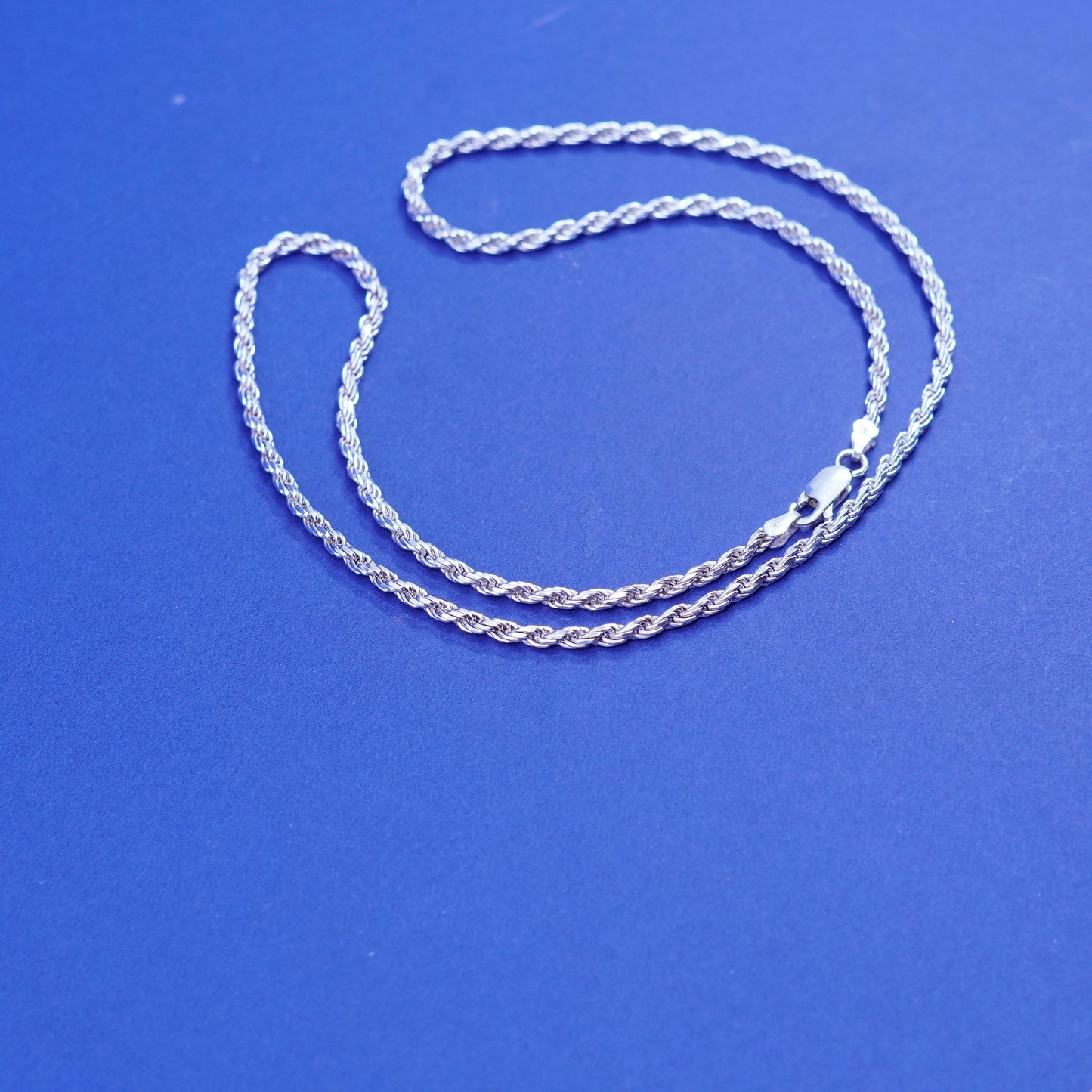 20”, 3mm, vintage Sterling silver handmade necklace, 925 diamond rope chain