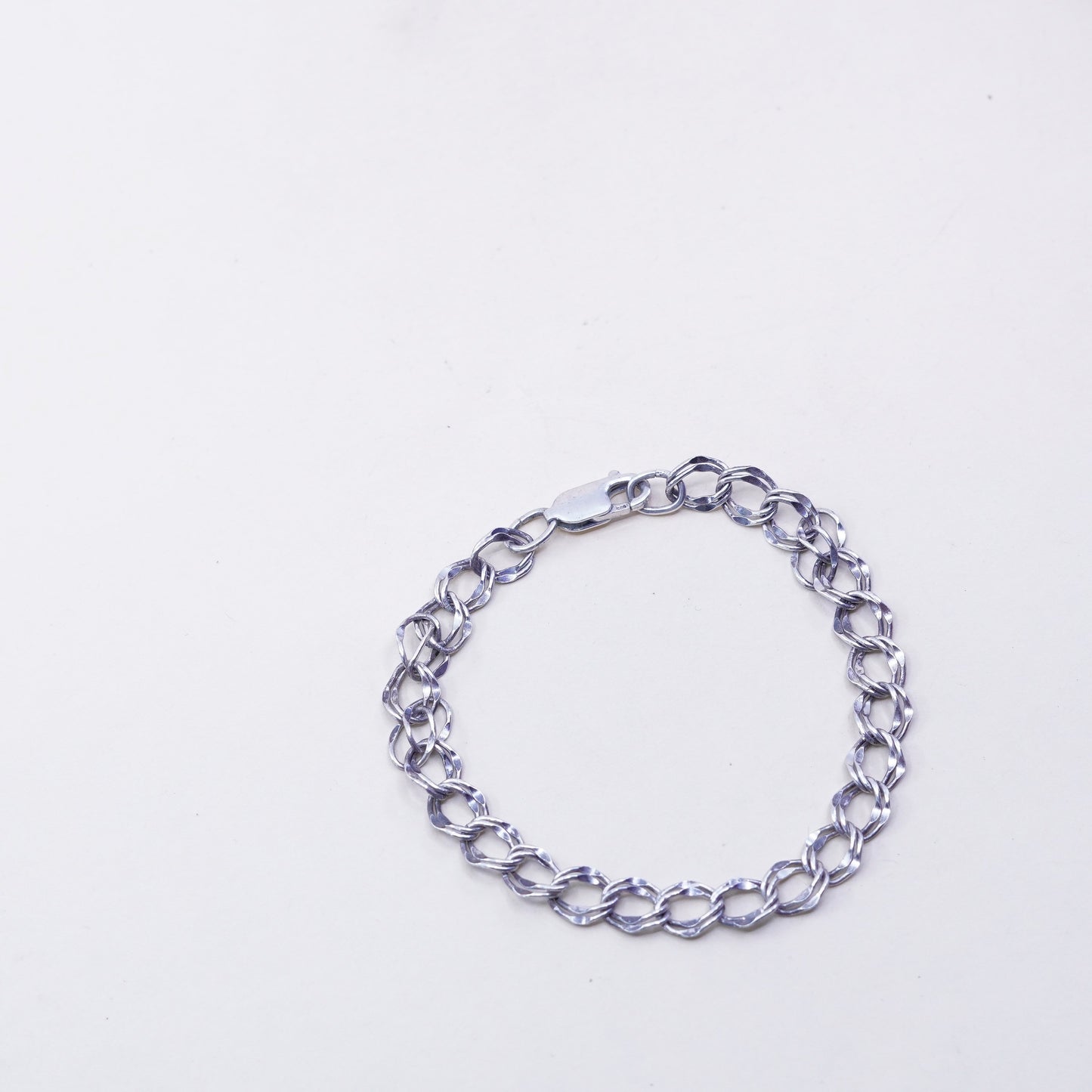 7”, 8mm, Vintage sterling silver double curb bracelet, 925 chain
